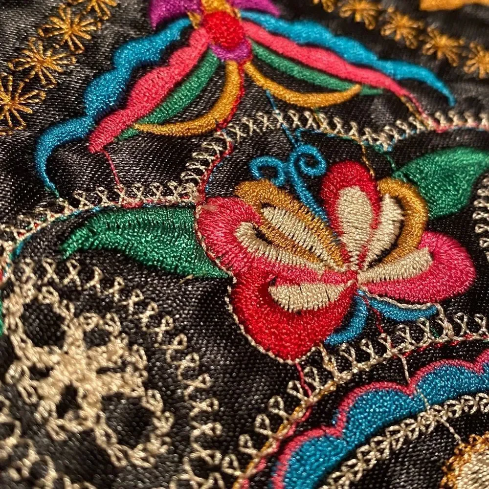 Embroidered Clutch Bag Wristlet Floral Boho Butterfly Pattern Hippie Bohemian